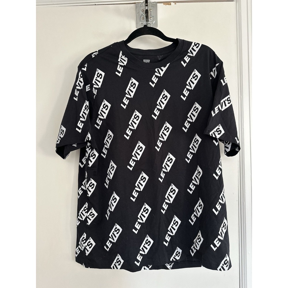 Levi's Logo Relaxed Fit AOP Sz:L Short Sleeve T-shirt Y2K Style Streetwear